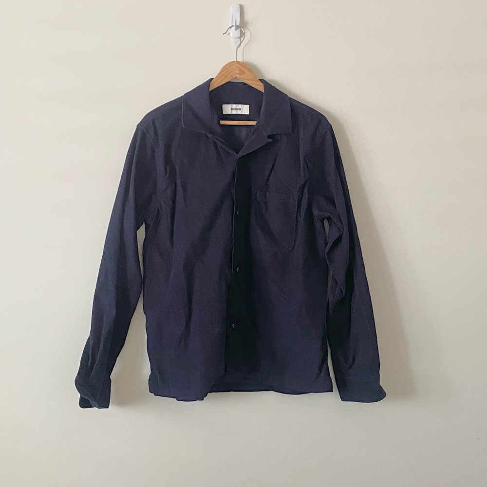 Buck Mason Navy Corduroy Button Down Shirt Medium